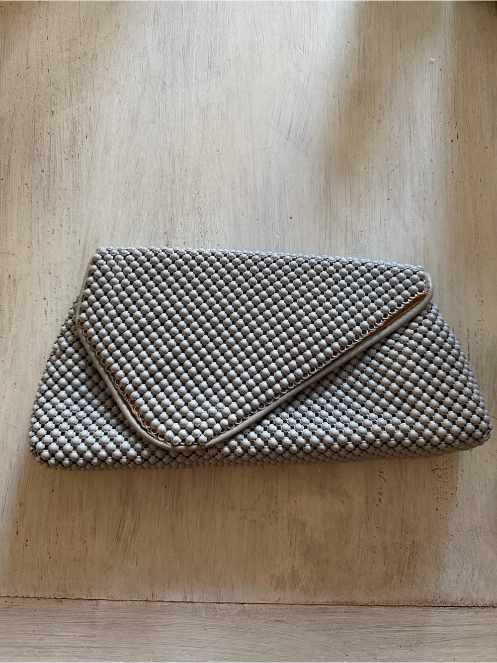 Gray Beaded Envelope Clutch